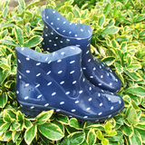 春夏花园雨靴女韩国防滑水鞋低帮短筒套鞋波点透明胶鞋可加绒雨鞋