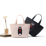 日本可爱熊本熊防水手提饭盒袋女士袋妈咪包小手提拎布单肩挎包