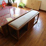 新中式床尾凳 全实木床尾凳 现代中式古典家具 老榆木布艺床尾凳