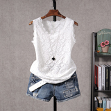 夏装新款韩版白色短款无袖蕾丝小背心外穿女修身显瘦打底衫吊带衫