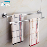 不锈钢双杆毛巾架浴室2层毛巾挂杆卫生间置物架30-100厘米可定制