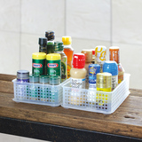日本进口厨房储物收纳篮子桌面杂物置物篮塑料长方形整理筐洗浴篮