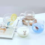 小清新可爱玻璃杯创意zakka耐热手柄办公室早餐牛奶茶咖啡水杯子