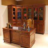 欧式实木书桌 美式奢华写字台 转角书柜书桌椅组合书房办公电脑桌