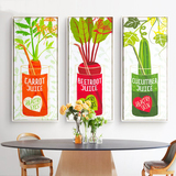 蔬菜汁  北欧小清新蔬菜水果餐厅客厅装饰画三联竖款走廊过道挂画