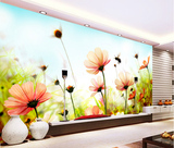 3d自然简约风景花卉 无缝墙布壁布沙发大型壁画 定做电视背景墙纸