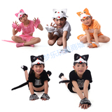 六一儿童动物表演服装小猫舞台演出服幼儿卡通舞蹈服饰男女童短款