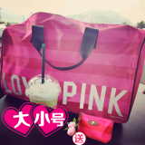 VS欧美外贸旅行包pink行李袋条纹健身包女旅游手提包维多利亚