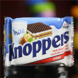香港代购Knoppers德国原装进口牛奶榛子巧克力威化饼干10袋装250g