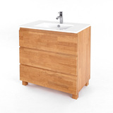 日系原木现代北欧简约宜家风格实木橡胶木浴室柜洗漱台落地柜