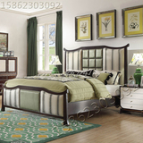 新中式实木双人床高档复古软包布艺床1.8米婚床床头柜组合定制