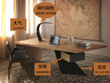 美式主管桌工作台 简易书桌 老板桌椅组合 复古电脑桌 实木办公桌