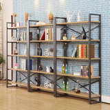 宜家钢木书架简易家用货架铁艺多层置物架客厅架子展示架书柜定做
