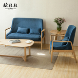 北欧实木布艺沙发小户型沙发椅白橡木沙发咖啡休闲椅单人双人沙发