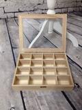 玻璃盖收纳木盒 zakka木盒实木木盒特价收纳盒格子木盒分类木盒