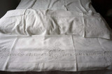 3款手绣床单外贸出口意大利亚麻镶青州府宽幅床单枕套3件套