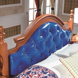 真皮软包床美式实木床软靠1.5米双人床地中海卧室家具套装组合