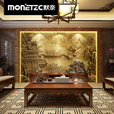 默奈 古典中式瓷砖电视背景墙3D立体雕刻影视客厅壁画Z1920