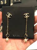 巴黎奢品会正品代购--Chanel/香奈儿2016新款珍珠吊坠双C链条耳钉