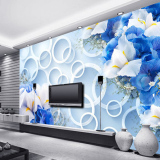 3D大型壁画电视背景墙纸现代简约客厅卧室壁纸花卉5D无缝无纺布