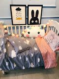 韩国ins婴儿床三件套纯棉宝宝床上用品套件100%新疆棉花被三件套