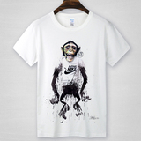 欧美潮牌supreme短袖T恤男女猴子动物印花原宿日系情侣体恤潮