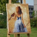 拉提琴的少女自油自画diy数字油画人物自由自画包邮正品特价