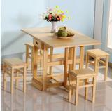 实木折叠餐桌椅组合一桌四凳实木家具伸缩简约环保小户型餐桌白漆