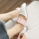 韩国代购正品女鞋粗跟中跟方头浅口性感单鞋