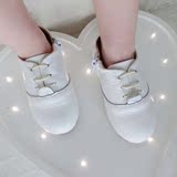 7bao女童女宝宝儿童韩版牛皮真皮侧拉链套脚一脚蹬小白鞋单鞋皮鞋