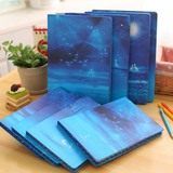 韩国创意文具蓝色记事本硬抄本唯美星空学生笔记本小清新日记本子