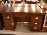 高档1.4米实木皮办公桌 电脑桌老板油漆大班台时尚简约现代家具