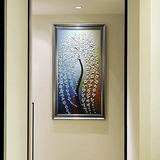 玄关装饰画竖版挂画过道走廊壁画餐厅抽象画有框画手绘油画发财树