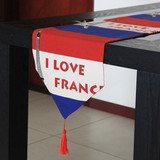 包邮北欧美法国铁塔地中海布艺装饰桌旗餐旗欧式茶几旗盖布床尾旗
