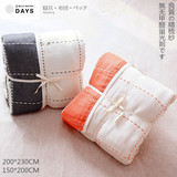 日本外贸原单纯棉色织纯色五层纱布夏凉被盖毯空调毯毛巾被床单