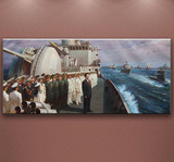 定制油画纯手绘纯手绘布面军事题材创意油画战争写实飞机航母