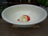 出口日本28cm刺猬图案加厚翻边搪瓷保鲜碗 小脸盆 搅拌碗 拌面碗