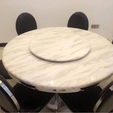 不锈钢餐桌现代简约大理石圆台小户型带转盘吃饭圆形餐桌椅子组合
