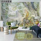 北欧麋鹿儿童房男女孩背景墙纸壁纸 3d背胶个性抽象卧室梦幻壁画