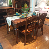 美式乡村餐桌椅组合美式实木饭桌作旧餐厅家具客厅简约小户型餐桌