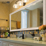 BOLEN 欧式浴室镜厕所防水卫浴镜美式卫生间镜子简约化妆镜壁挂