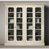 法式复古实木书柜定制 美式新古典双门四门客厅展示柜 高端装饰柜