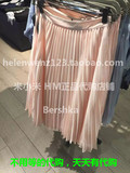 Bershka专柜正品代购2016新款女装纯色百褶松紧腰中长半身裙0626