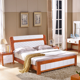 极有家家具 白色地中海实木床 中式橡木床 简约现代双人床 1.8米