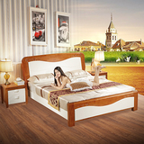 白色地中海实木床双人1.5米1.8米橡胶木床美式乡村家具婚床特价