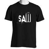 经典电影电锯惊魂T恤 Saw logo印花黑色和白色纯棉t-shirt