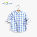 cutebunny2016宝宝春装新款 婴儿衬衫 男童格子衬衣 儿童纯棉潮宝