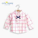 cutebunny2016宝宝春装新款 女童格子纯棉长袖衬衫 婴儿衬衣
