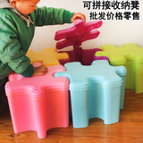 小凳子塑料换鞋凳收纳凳储物箱创意多功能趣味拼图家用浴室幼儿园