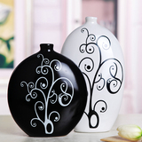 景德镇陶瓷 现代时尚创意家居装饰品 新房摆件 默然黑白花瓶热卖